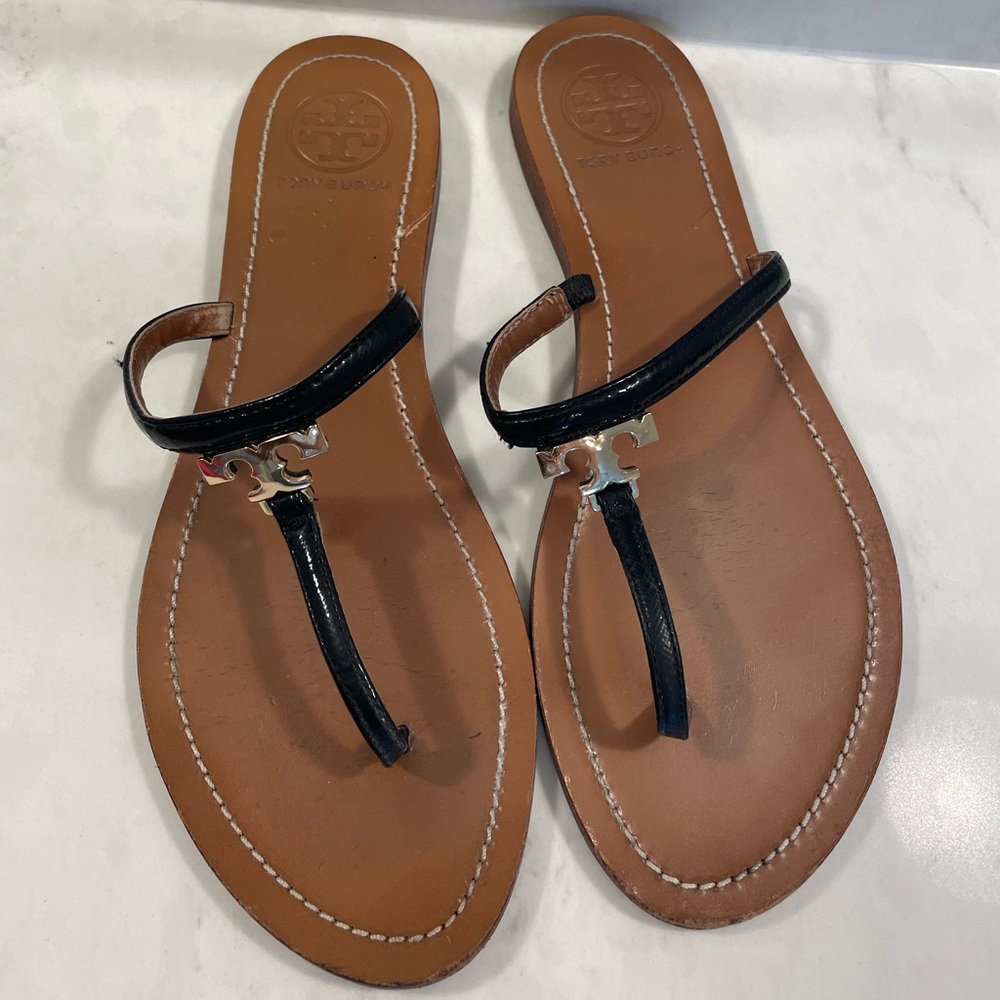 Tory Burch Black and Tan Sandals - Picture 10 of 10